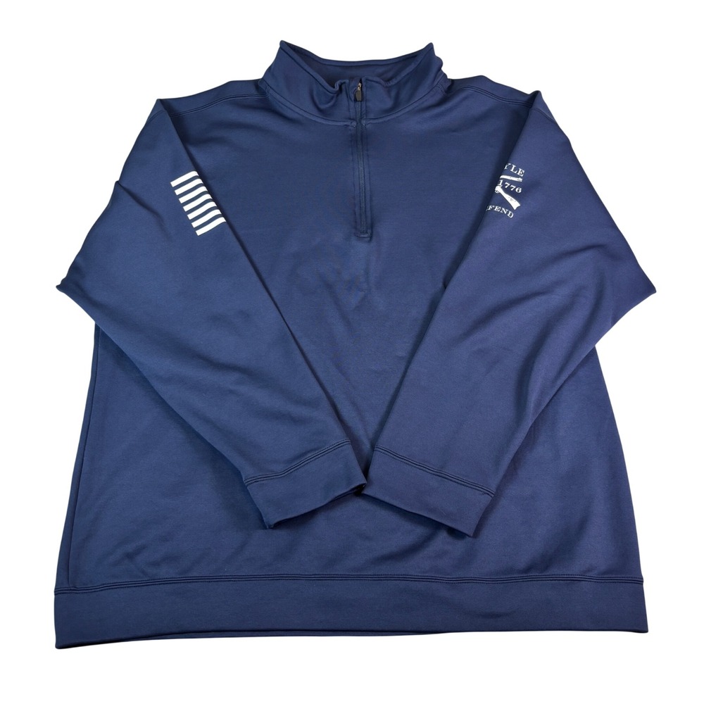 Grunt Style Mens XXL Navy Blue Quarter Zip Pullover Patriotic Logo Sweatshirt